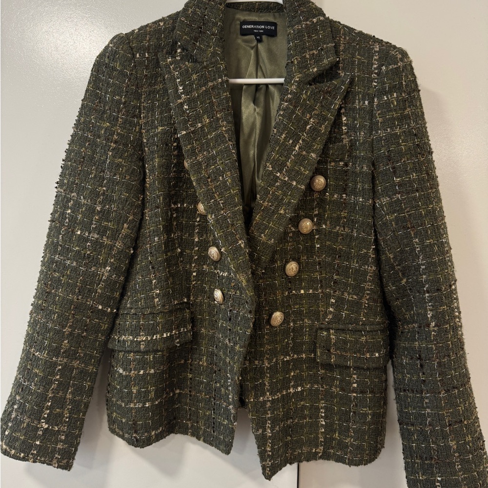 Generation Love Green Tweed Blazer